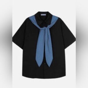 Aelfric Eden Black and Blue Casual Button Down Shirt NWT